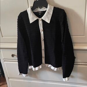 Black and White Button-Up Sweater